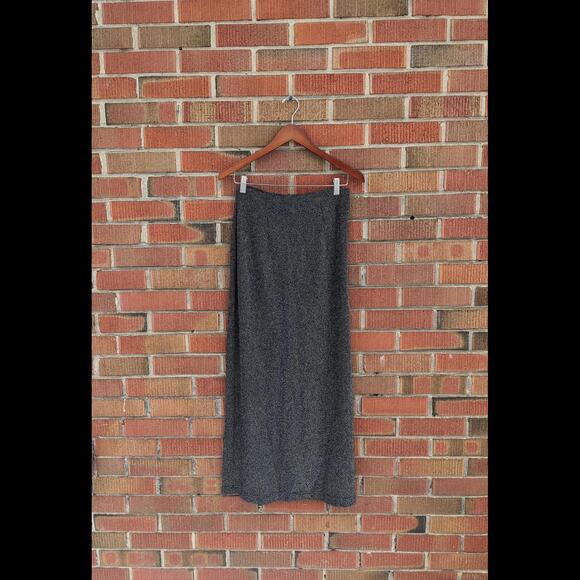 Size 10 Vintage Black and Silver Sparkly Long Skirt, Made in Canada, 1980-90s - Picture 1 of 5